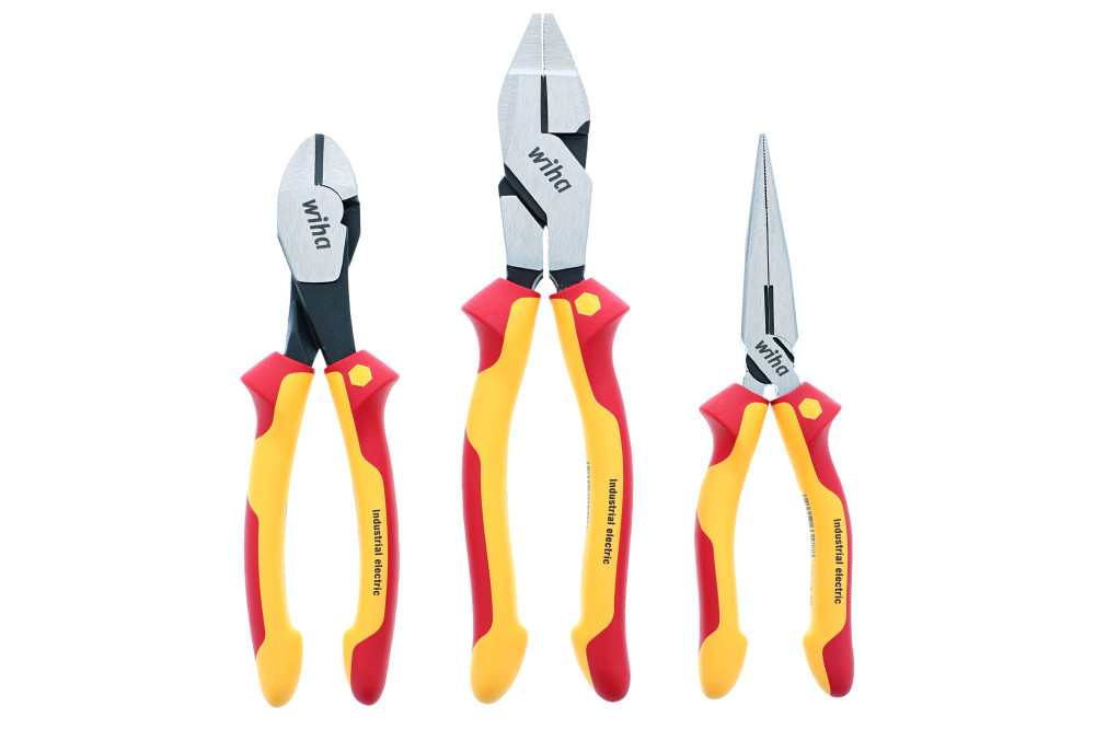 Wiha Insulated Industrial Grip Pliers & Cutters Set 3pc - Flockneti