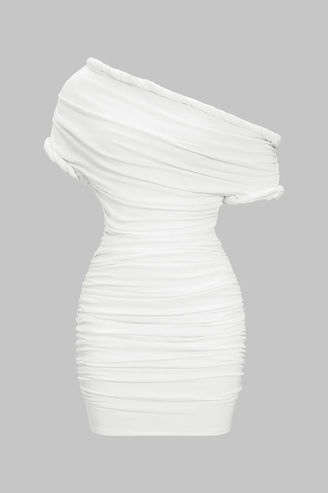 Asymmetrical Ruched Twist Knot Short Sleeve Mini Dress - Flockneti