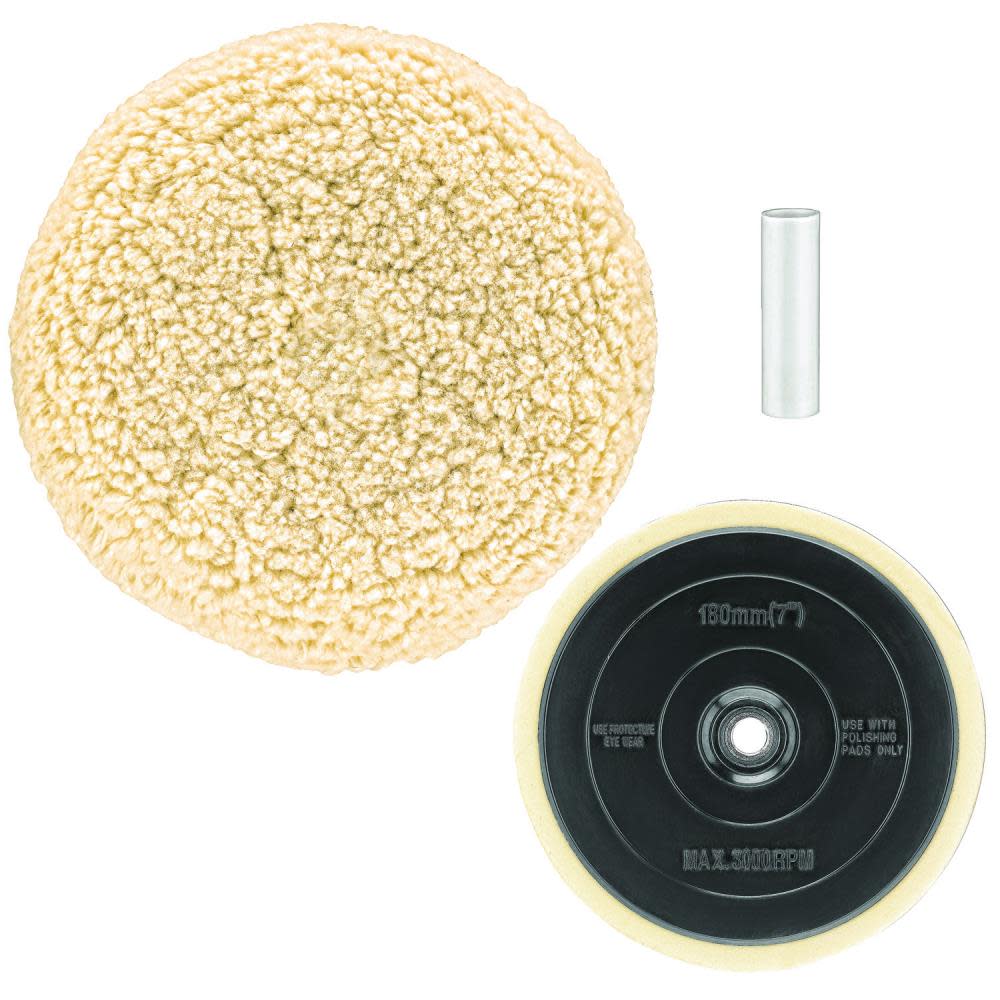 DEWALT 7-in Wool Buffing Pad and Backing Pad Combo Kit - Flockneti