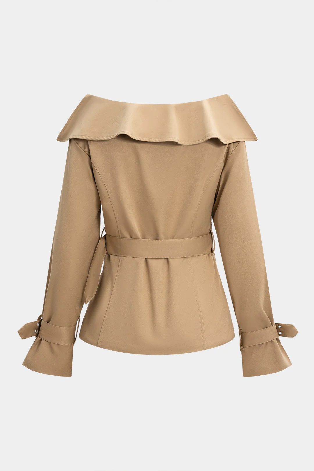 Double Breasted Button Belted Jacket - Flockneti