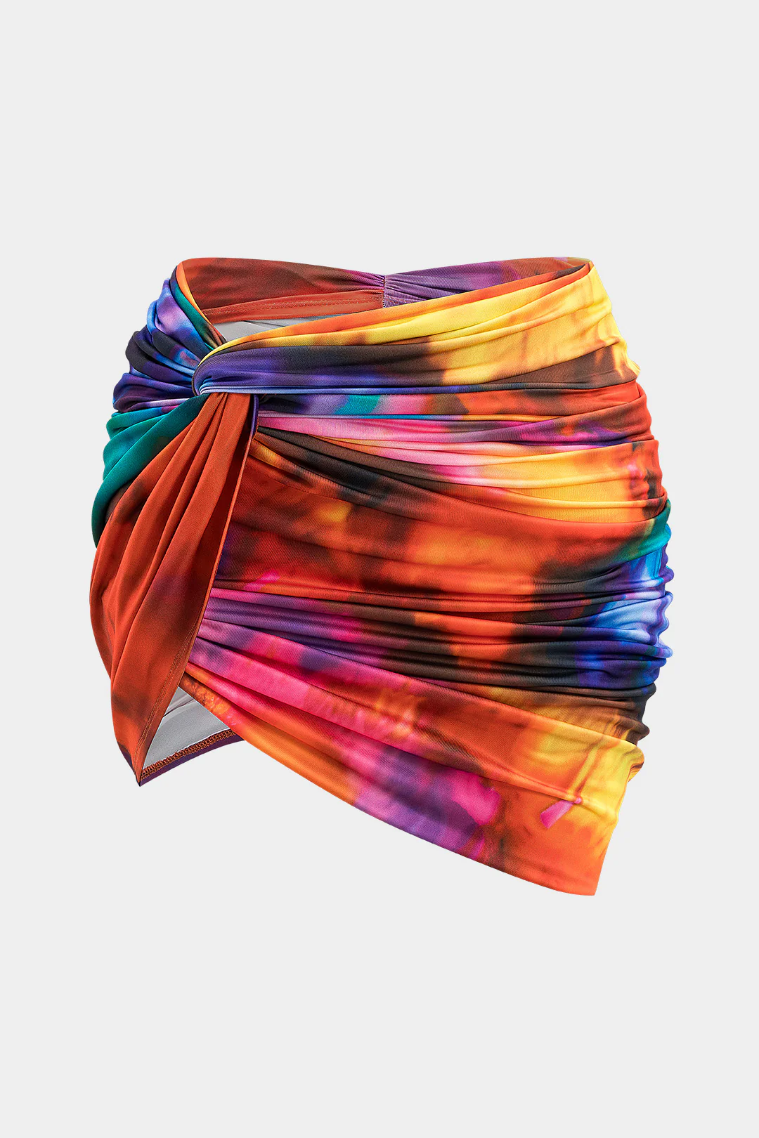 Plus Size Tie Dye Print Ruched Twist Knot Skirt - Flockneti