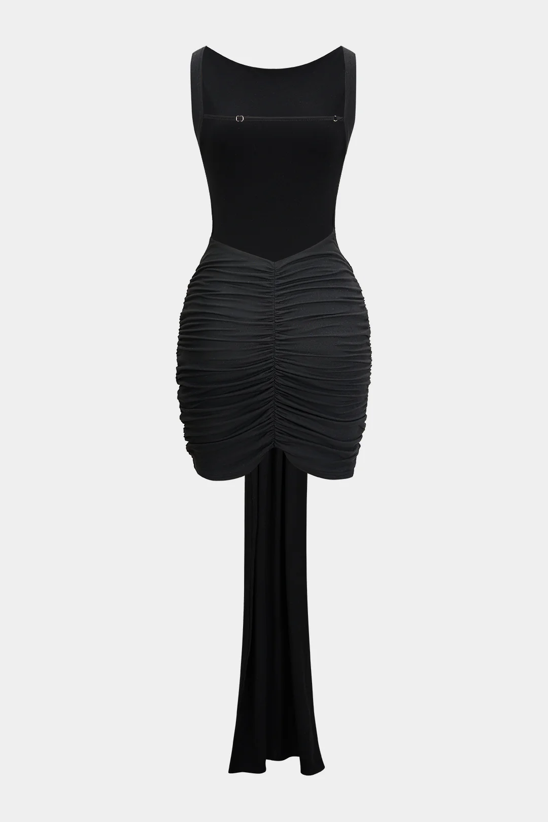 Metallic Decor Ruched Strappy Sleeveless Mini Dress - Flockneti