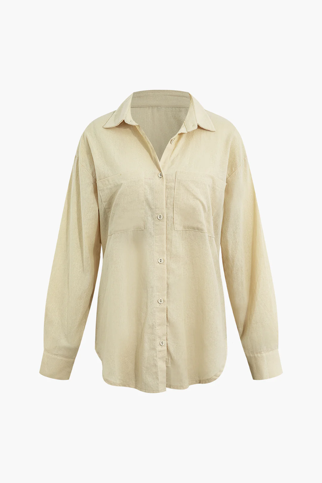 Linen Button Long Sleeve Shirt And Pants Set - Flockneti
