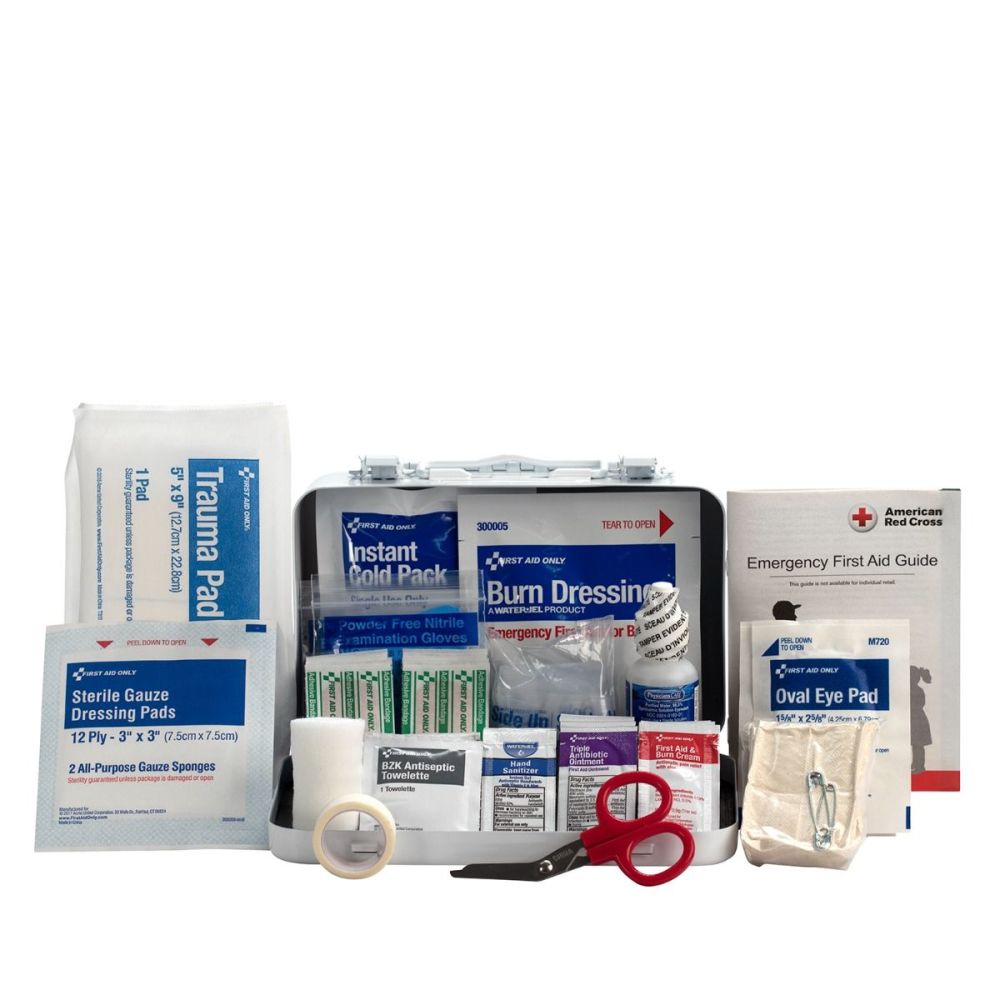 First Aid Only First Aid Kit 10 Person Metal Case ANSI Portable - Flockneti