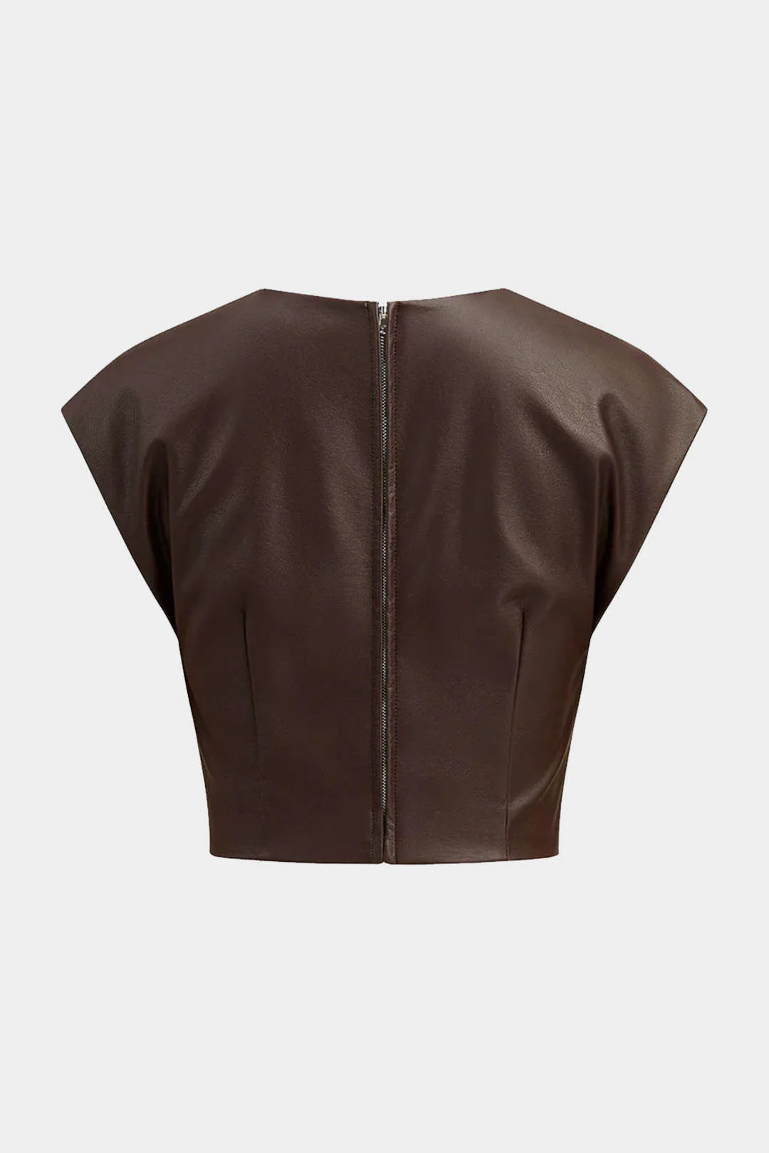 Faux Leather Zipper Twist Knot Tank Top - Flockneti