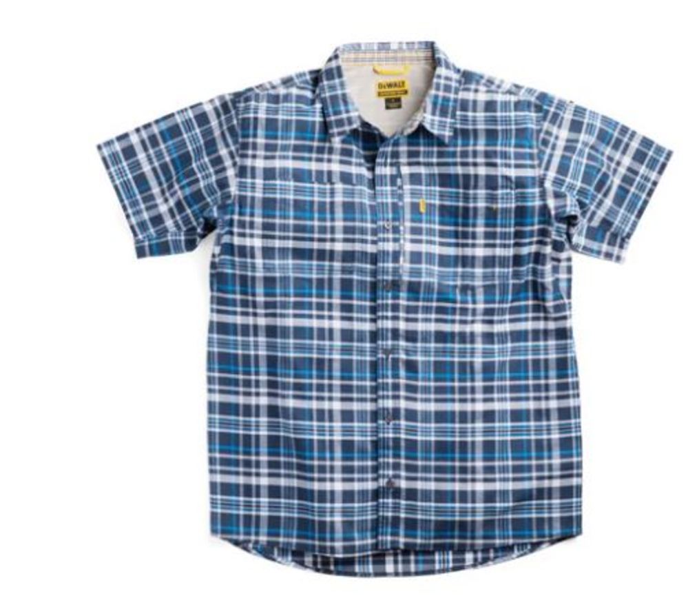 DEWALT Austin Plaid Prostretch Work Shirt Large Royal Blue - Flockneti