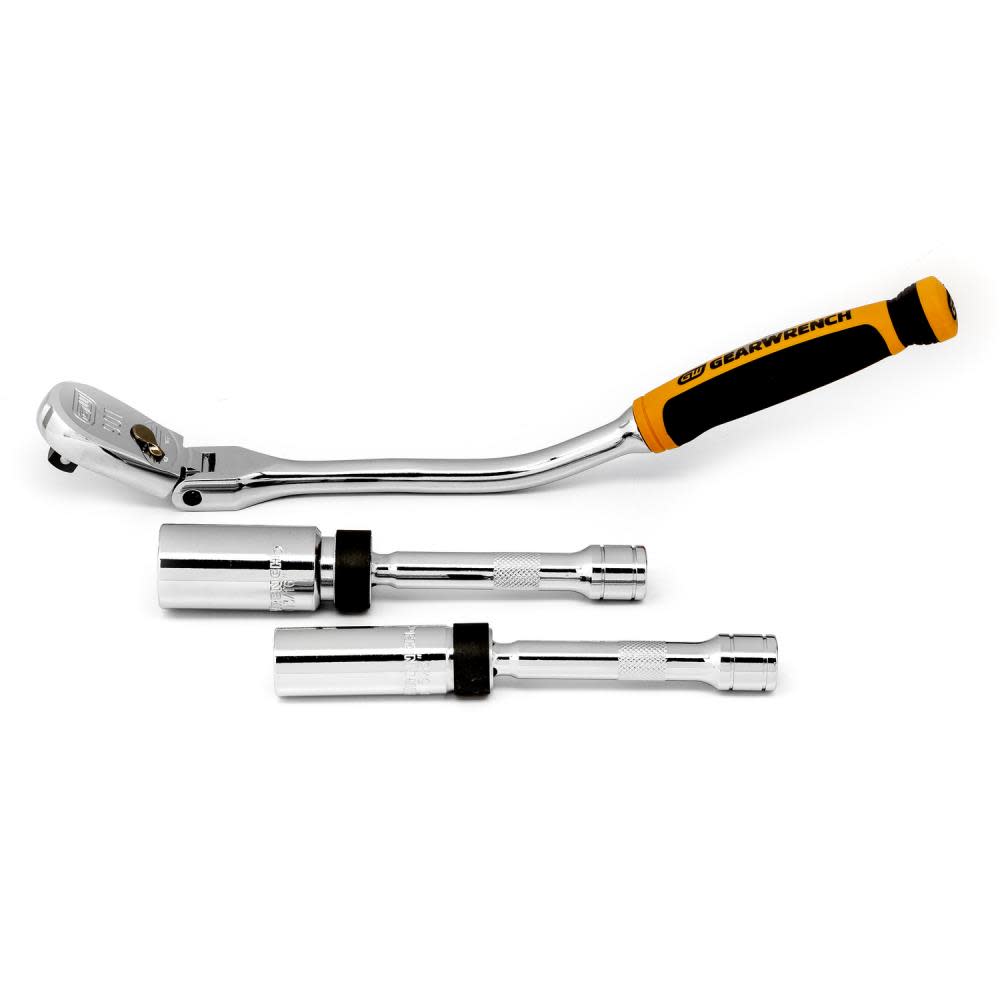 GEARWRENCH 3 Pc 3/8″ Drive 90 Tooth Spark Plug Ratchet Set - Flockneti