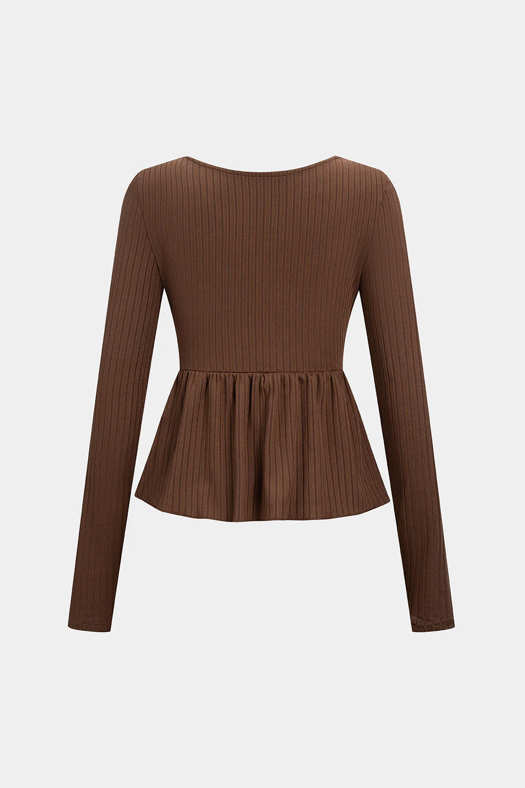 Ruffle Ruched Square Neck Long-Sleeve Top - Flockneti