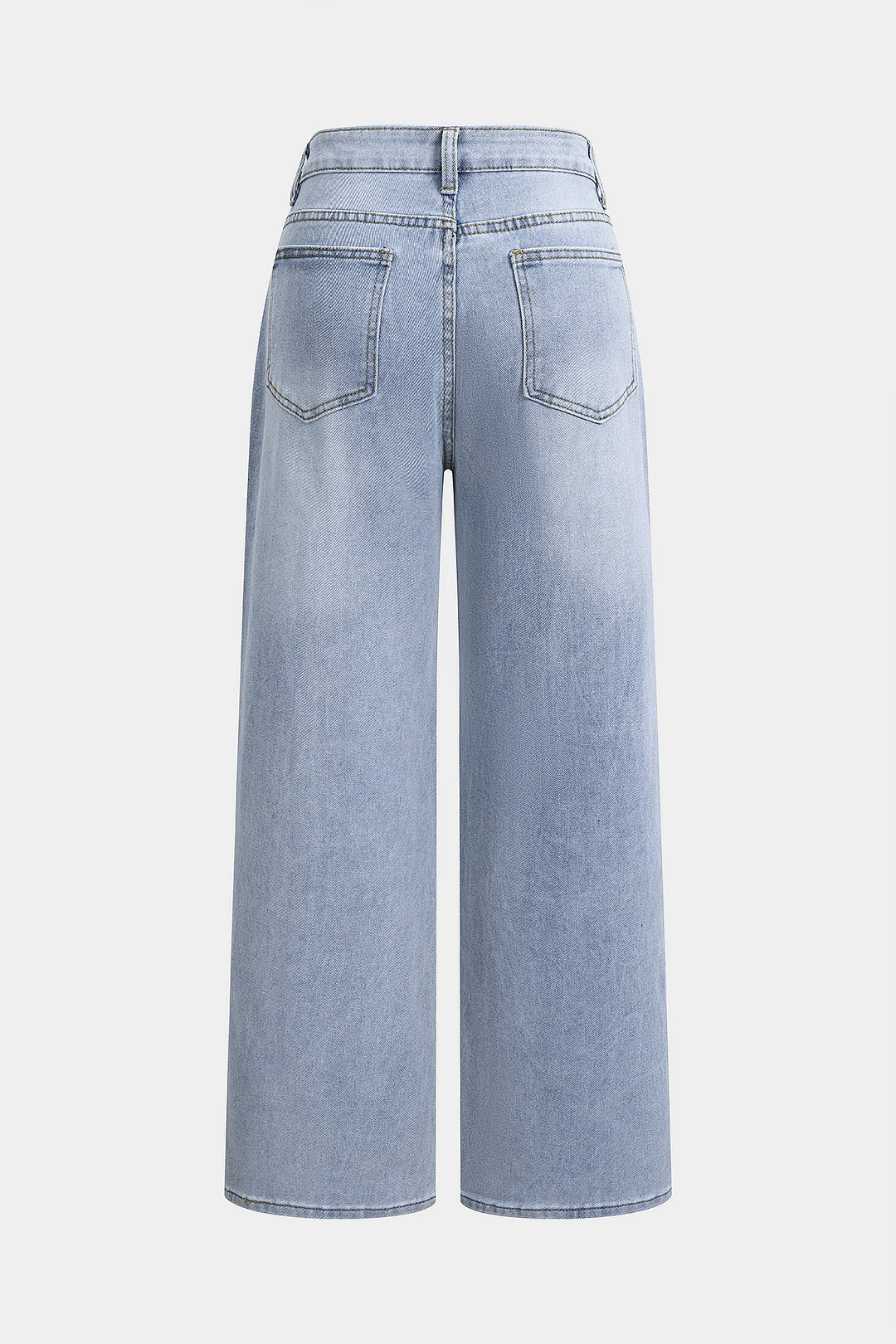 Denim Crossed Tie-Up Pocket Straight Leg Jeans - Flockneti