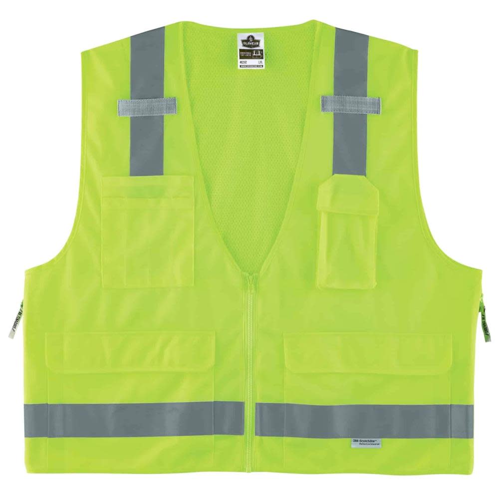 Ergodyne GloWear 8250Z Type R Class 2 Surveyors Vest Lime S/M - Flockneti