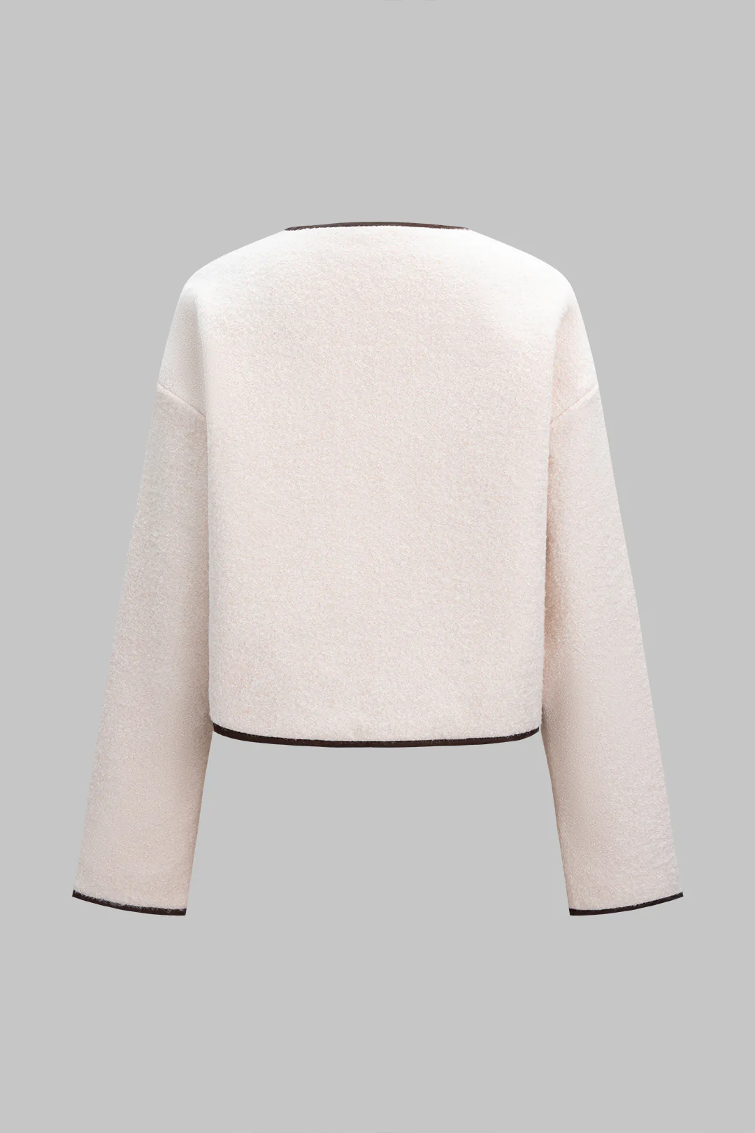 Round Neck Bow Tie-Up Coat - Flockneti