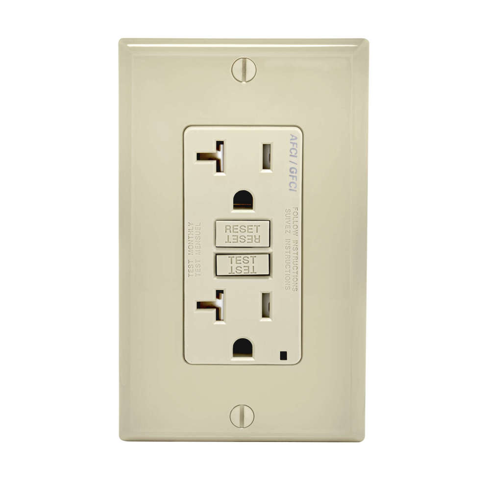 Leviton SmartlockPro AFCI/GFCI Outlet 20A 125V Duplex LightAlmond - Flockneti