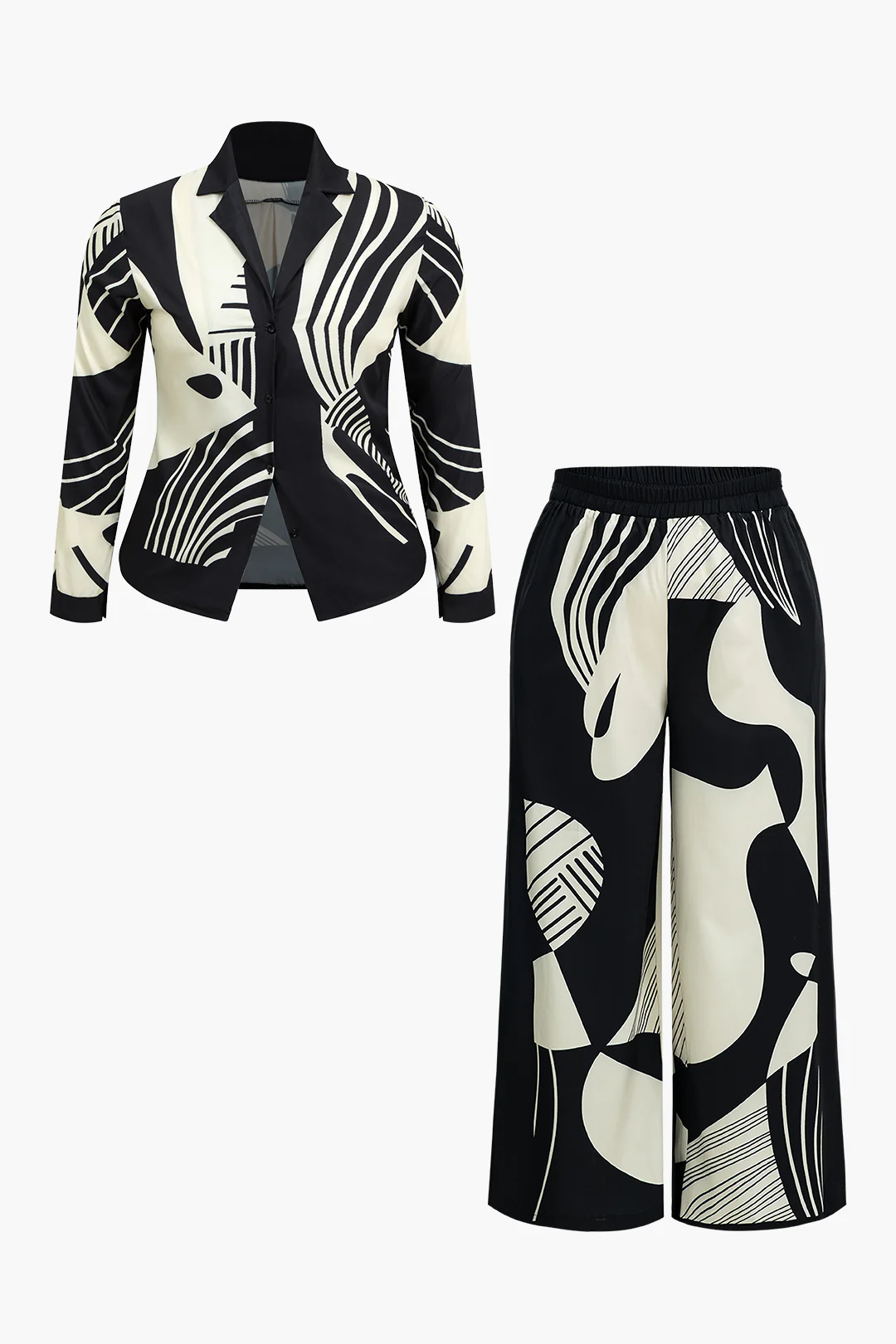 Plus Size Graffiti Print Button Trouser Set - Flockneti