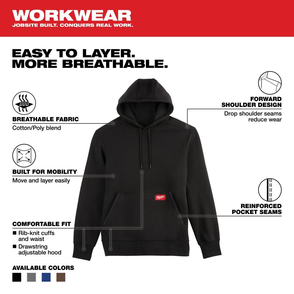 Milwaukee Midweight Pullover Hoodie Black 3X - Flockneti