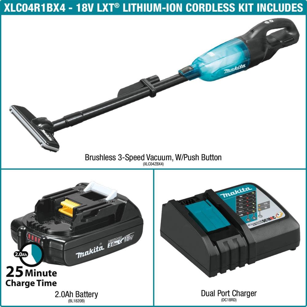 Makita 18V LXT Compact Vacuum Kit with Push Button - Flockneti