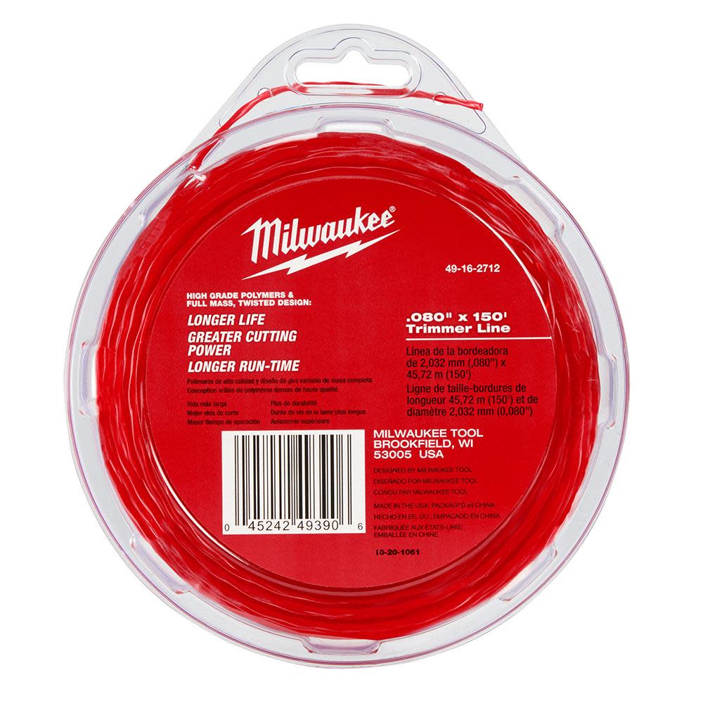Milwaukee .080 In. x 150 Ft. Trimmer Line - Flockneti