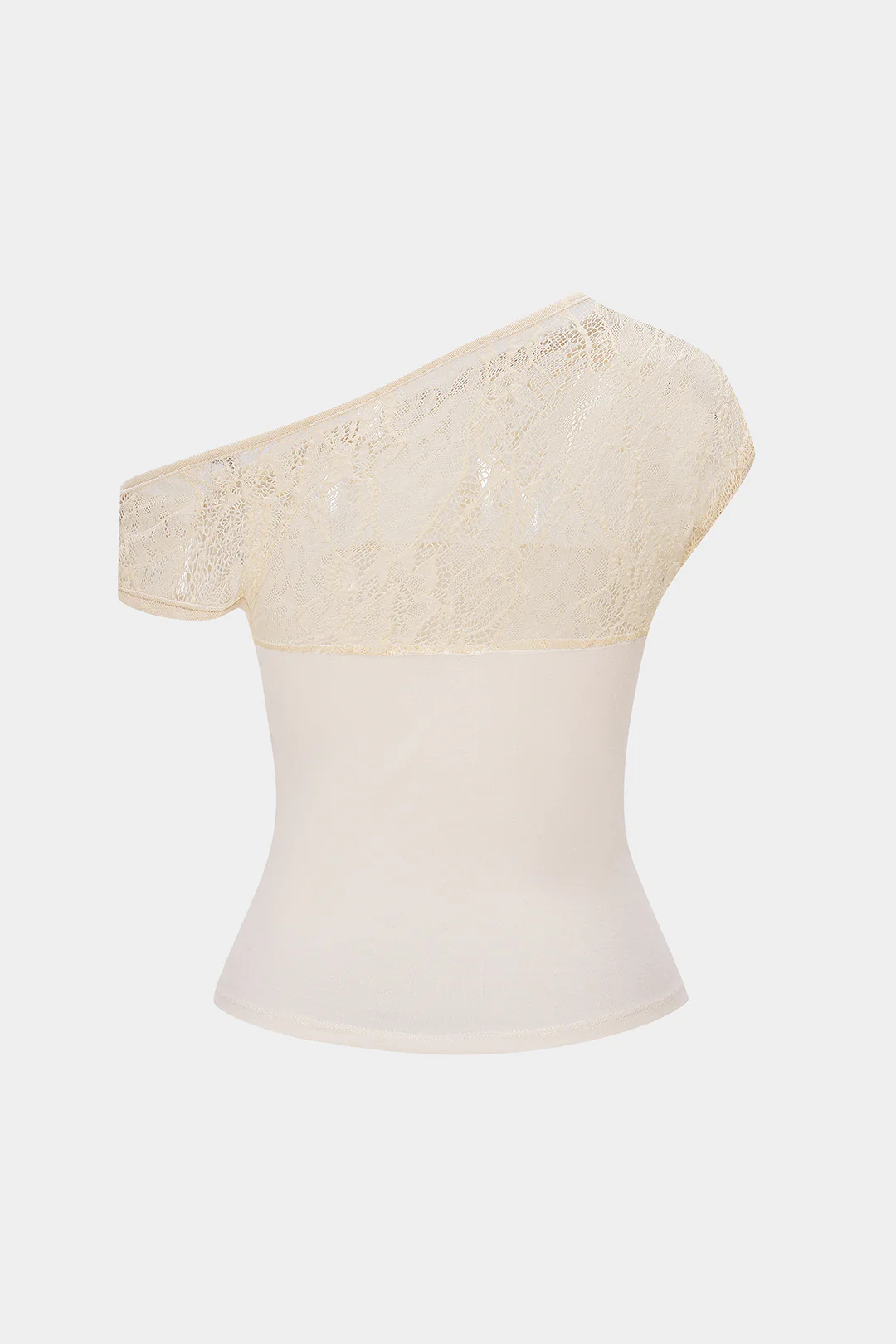 Lace Patchwork Twist Knot One Shoulder Sleeveless Top - Flockneti