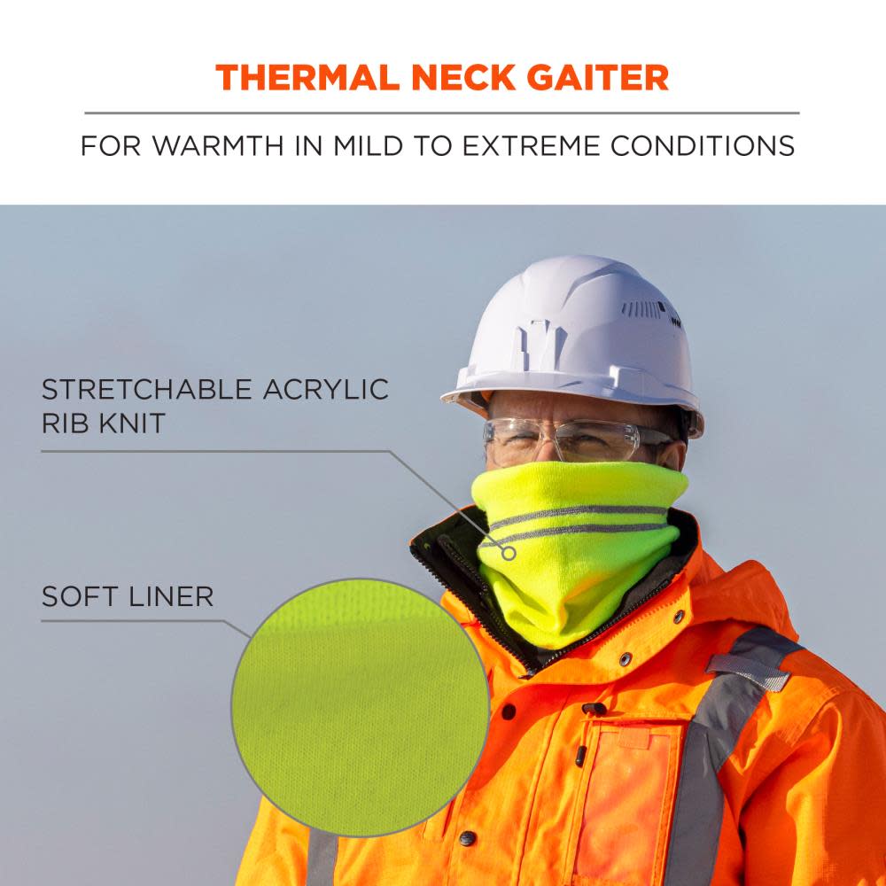 Ergodyne N-Ferno 6961 Lime Reflective Winter Neck Gaiter - Flockneti