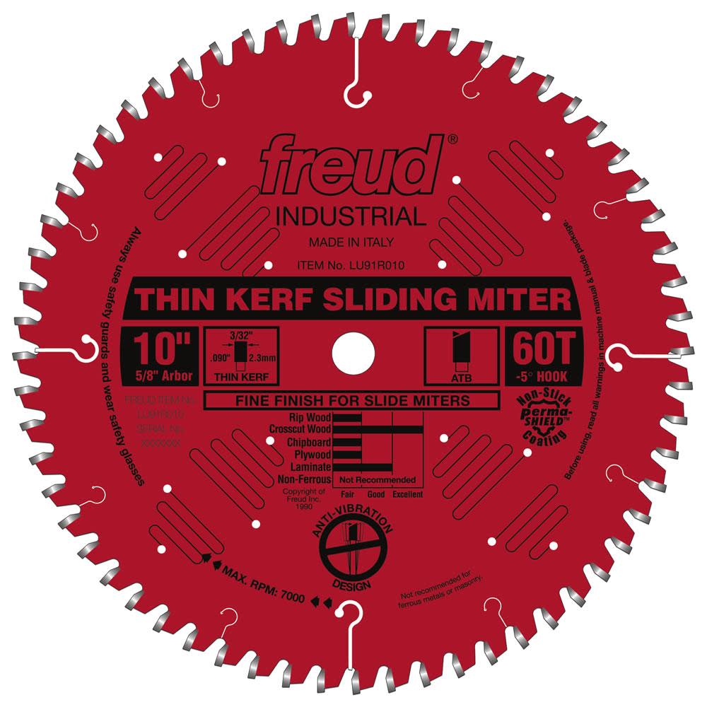 Freud 10″ Thin Kerf Sliding Compound Miter Blade with Perma-SHIELD Coating - Flockneti