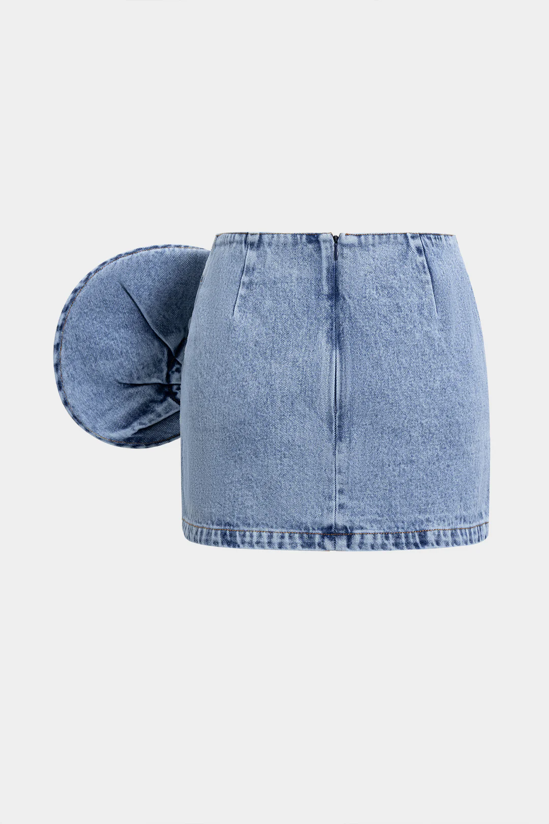 Denim 3D Rotating Rose Shape Mini Skirt - Flockneti