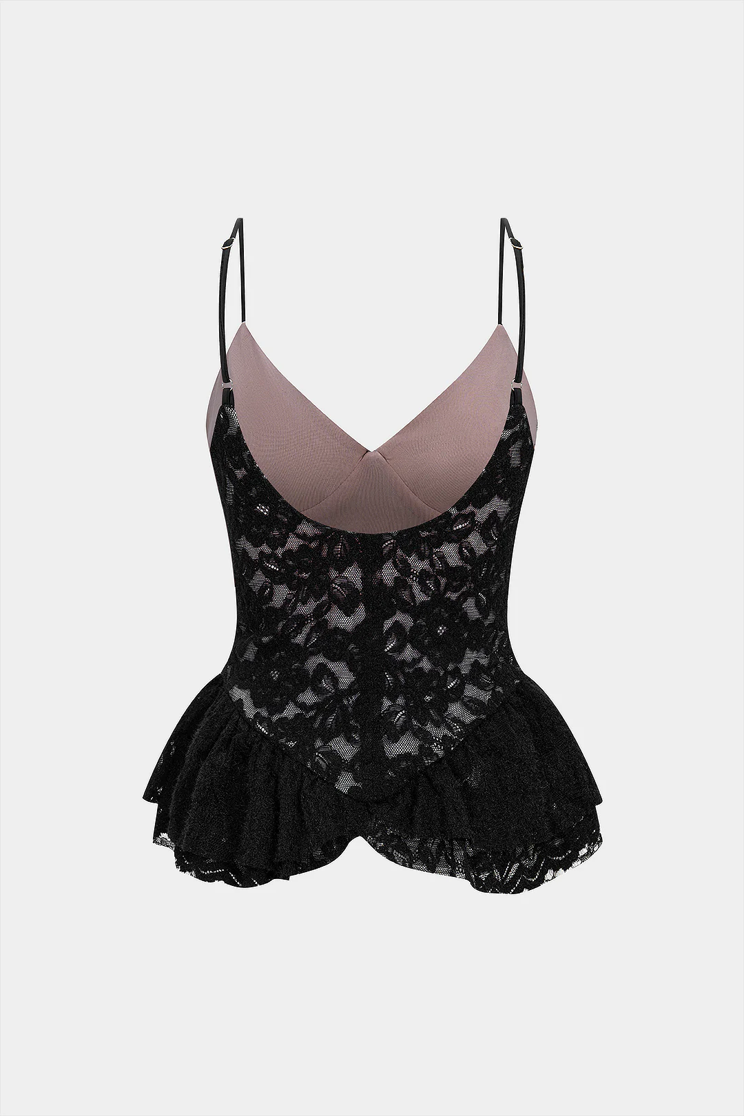 V-Neck Lace Patchwork Bustier Slip Cami Top - Flockneti