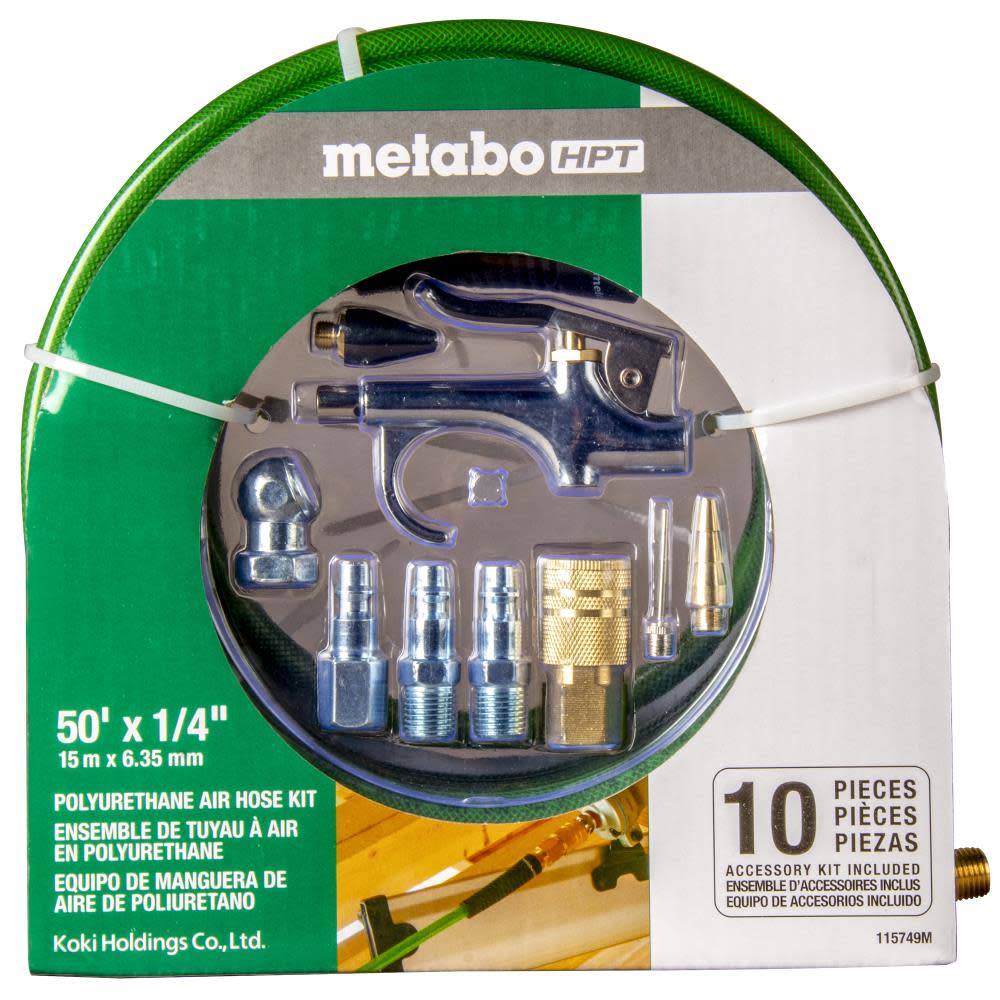 Metabo HPT Polyurethane Air Hose Kit 1/4″ x 50′ - Flockneti