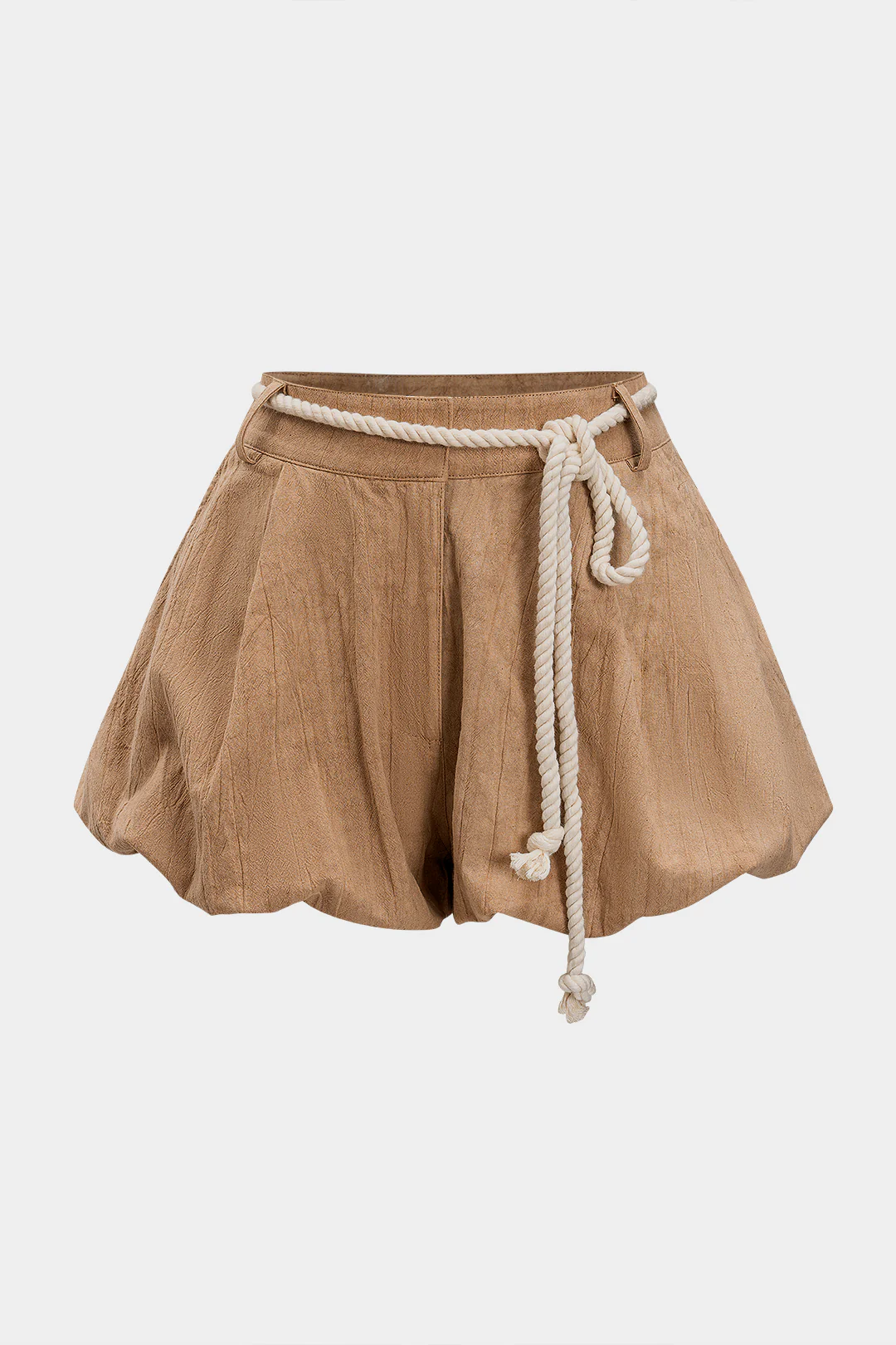 Solid Belted Ruched Shorts - Flockneti