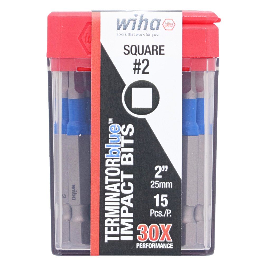 Wiha TerminatorBlue Impact Bit 2″ Square #2 15pk - Flockneti