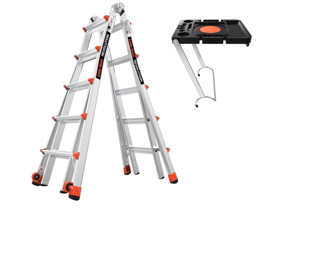 Little Giant Safety Multi Position Ladder 22′ Telescoping Type IA with Project Tray Bundle - Flockneti