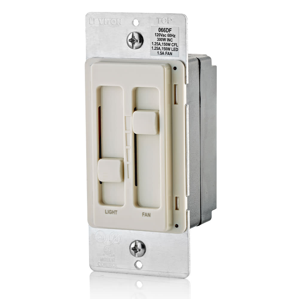 Leviton SureSlide Light Almond Fan/LED Light Control Slide Switch - Flockneti