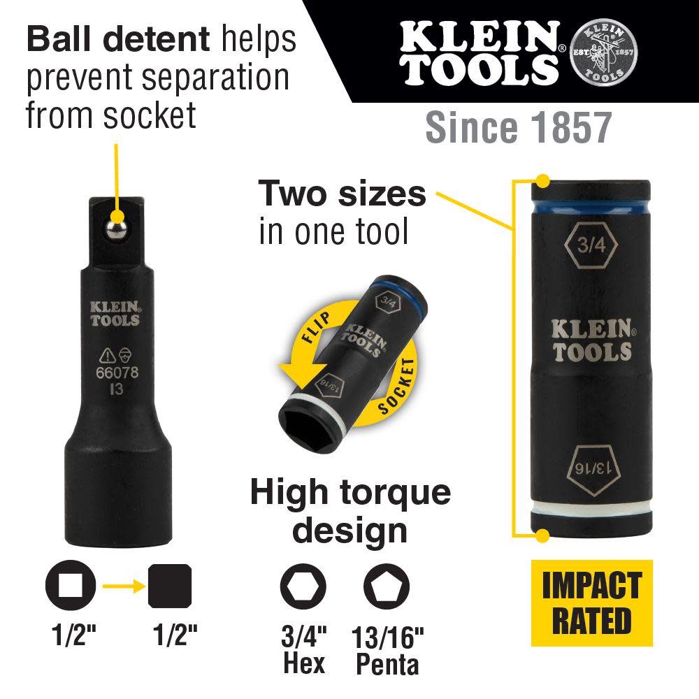 Klein Tools Penta/Hex Flip Socket with Adapter - Flockneti