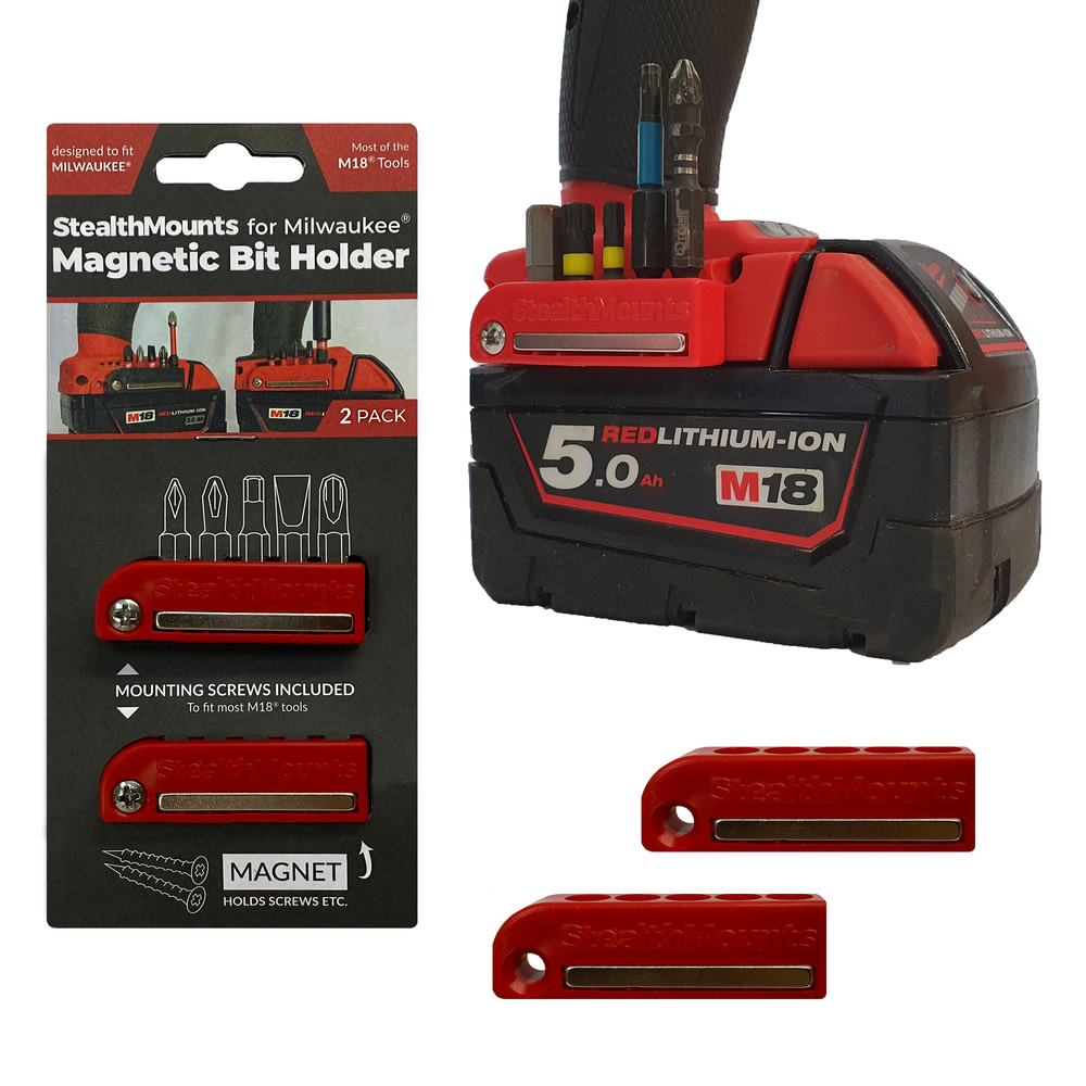 Stealthmounts RED Bit Holder for Milwaukee M18 2pk - Flockneti