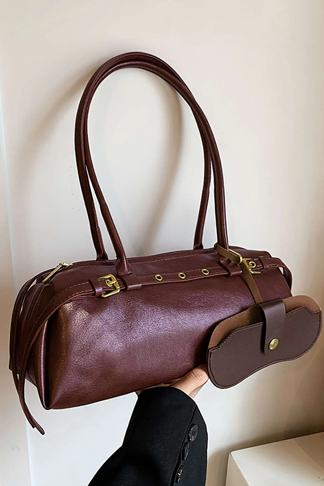 Vintage Leather Shoulder Bag - Flockneti