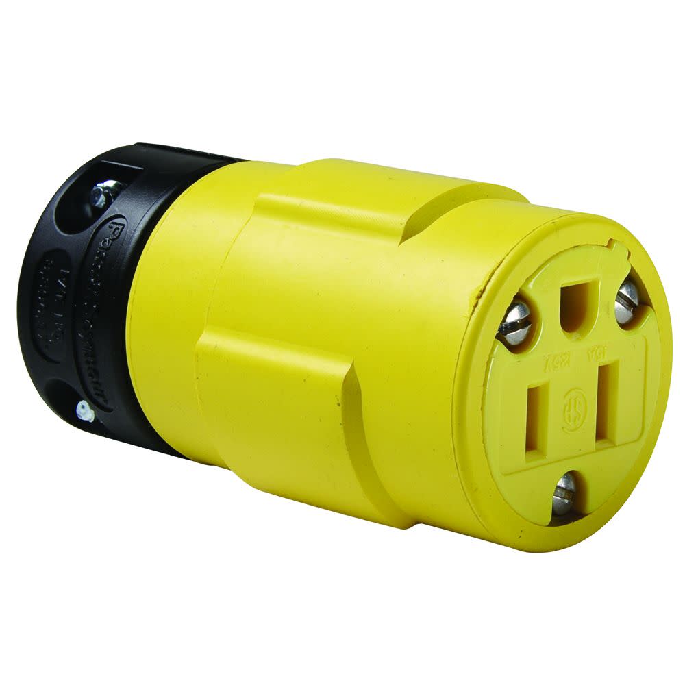Waldom Electronics 125V 15A 2P 3 Wire NEMA 5-15 Yellow Straight Blade Female Plug - Flockneti