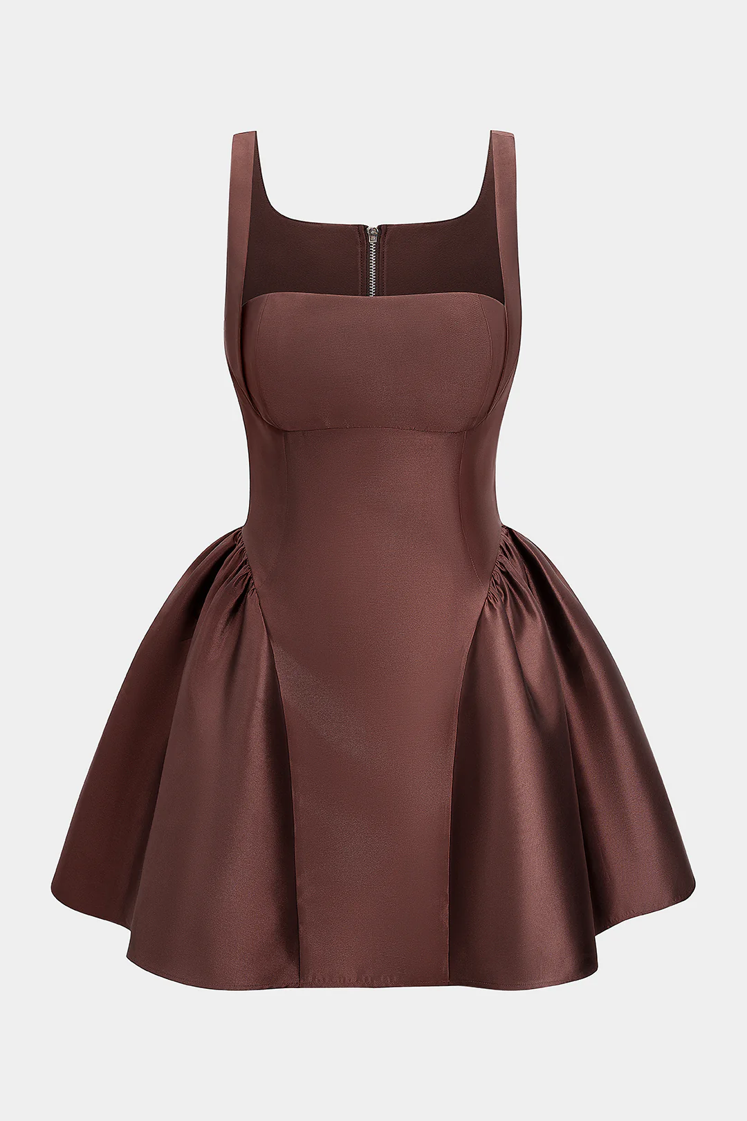 Satin Puff Hem Sleeveless Mini Dress - Flockneti