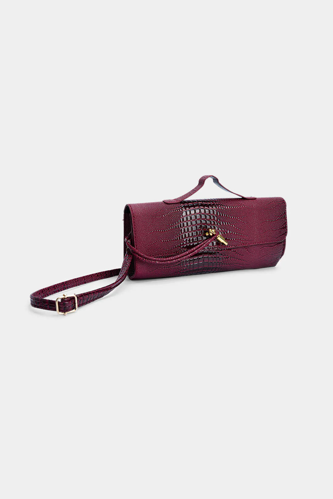 Crocodile Skin Pattern Faux Leather Clutch Bag - Flockneti