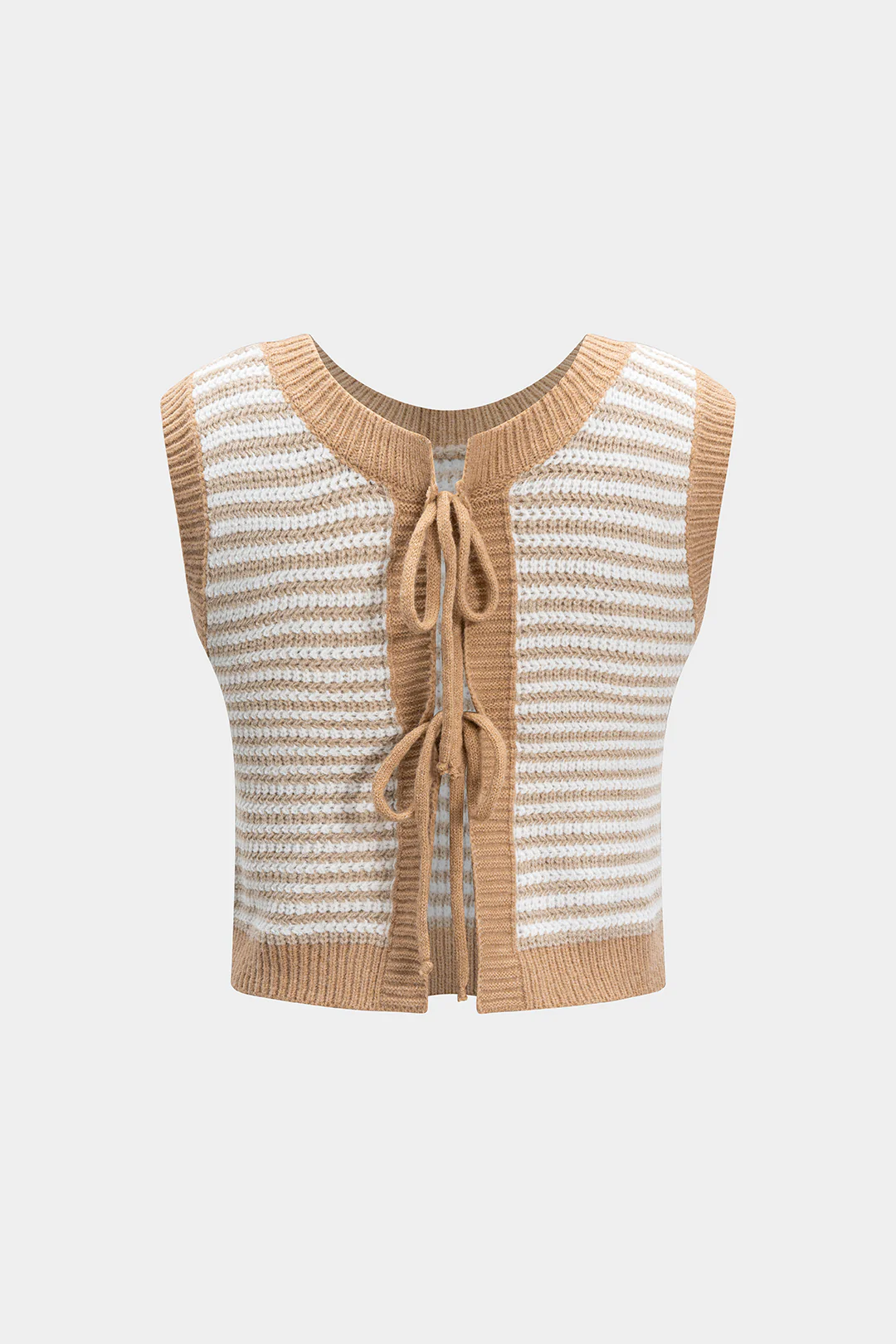 Knit Contrast Tie-Up Vest - Flockneti