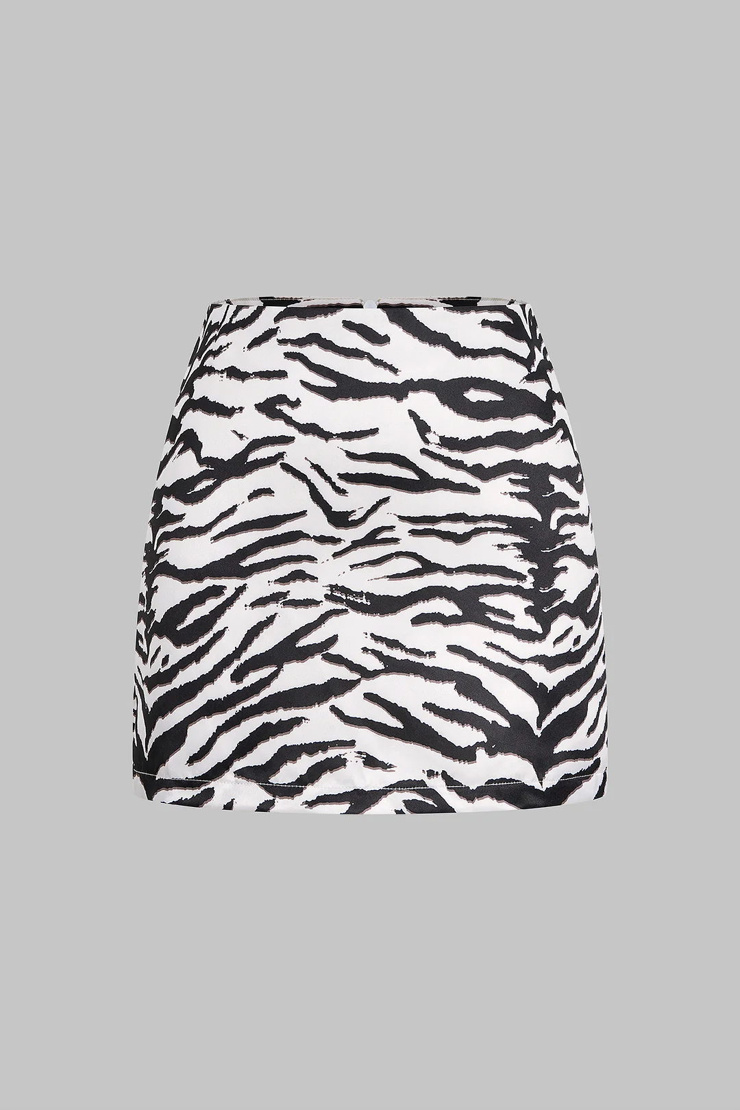 Zebra Stripe Print Zipper Mini Skirt - Flockneti