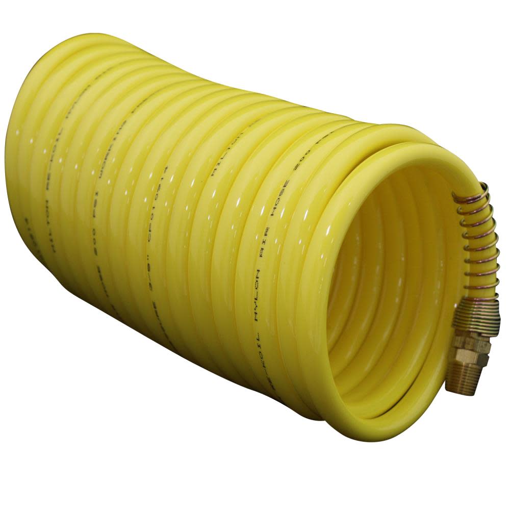 Milton Coiled Nylon Air Hose 25 Ft. 3/8 In. ID - Flockneti
