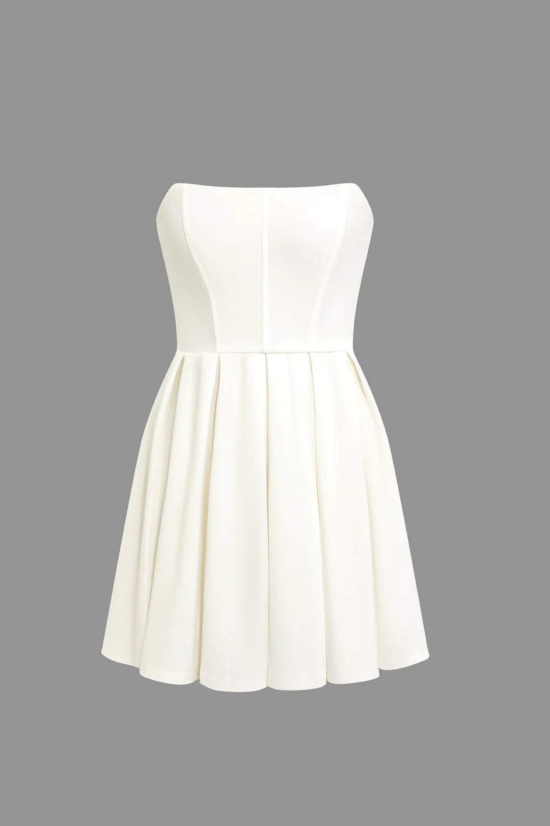 Solid Ruched Strapless Sleeveless Mini Dress - Flockneti