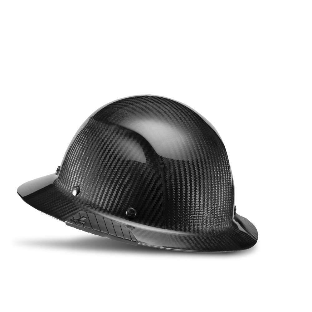 Lift Safety Hard Hat DAX Gloss Black Carbon Fiber Full Brim - Flockneti