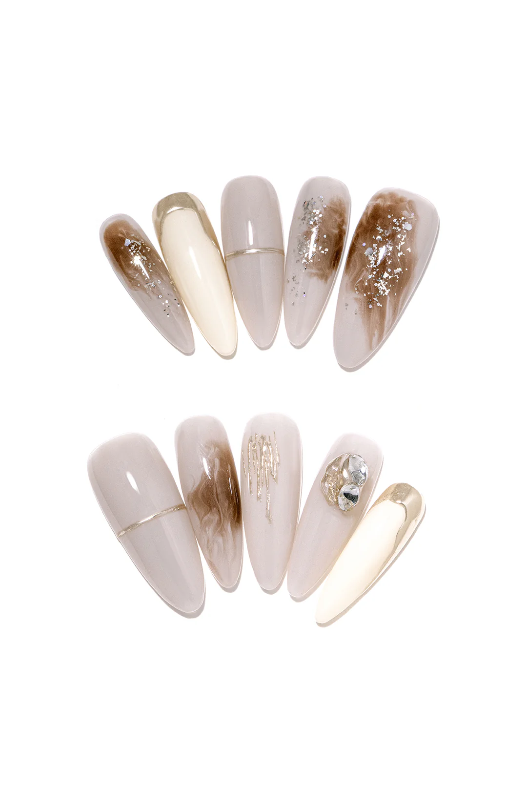 Ombre Sequins Handmade Nails - Flockneti