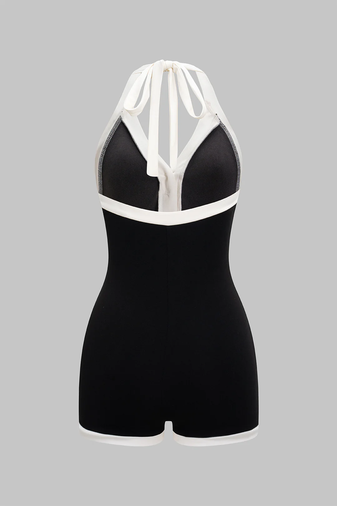 Halter Neck Backless Tie-Up Sleeveless Romper - Flockneti