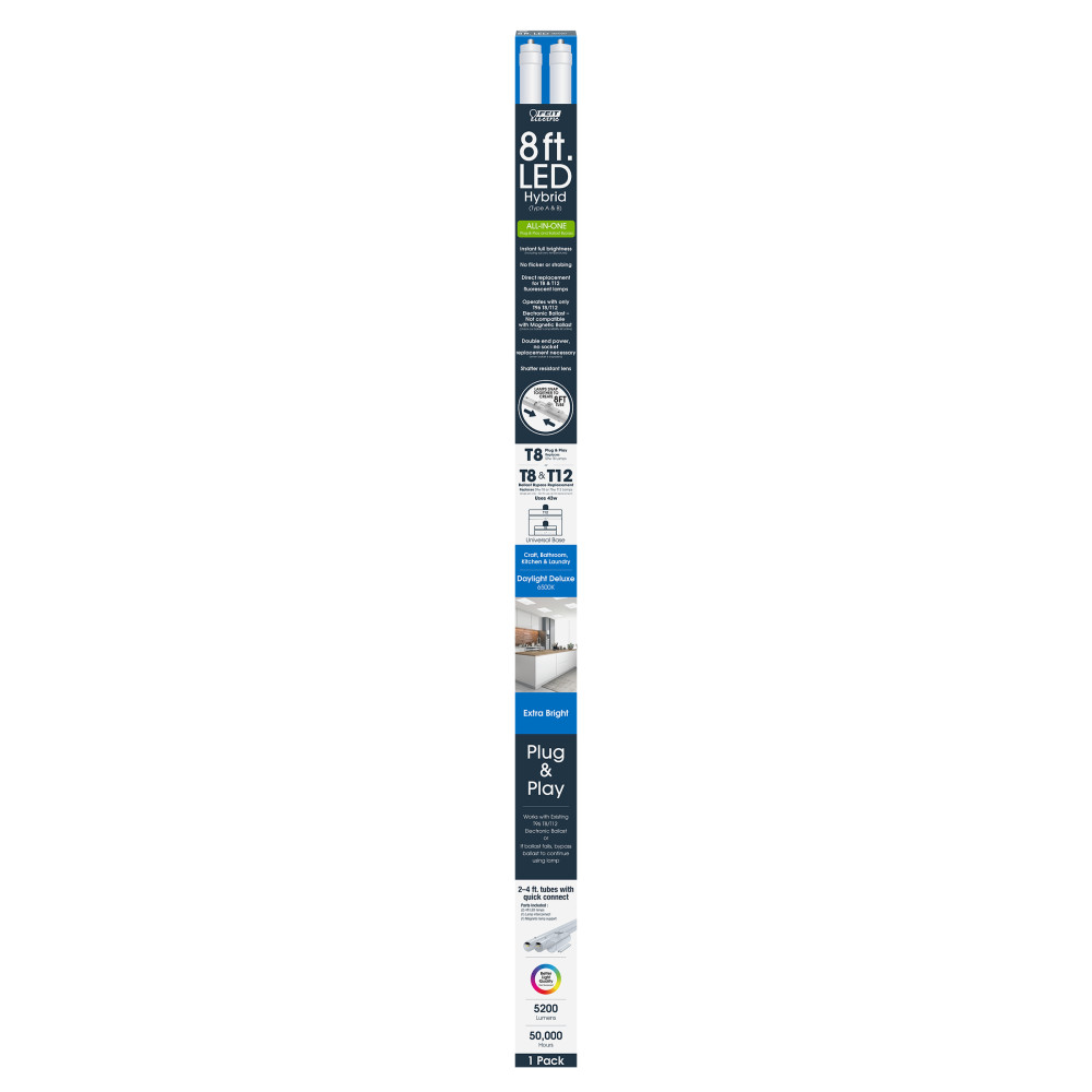 Feit Electric 8′ T8/T12 6500K Dual Mode Linear LED Tube Light - Flockneti