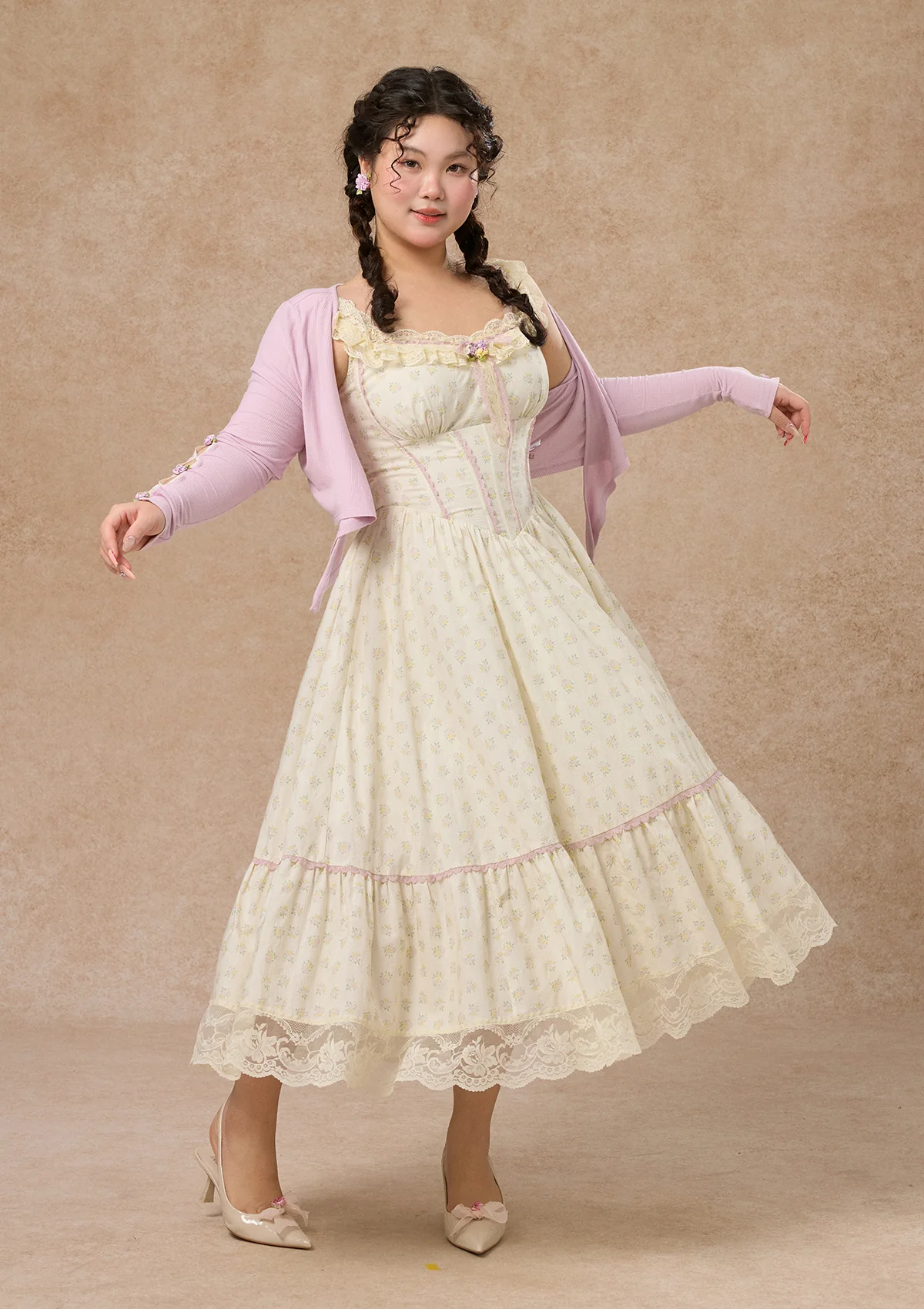 Curve&Plus Cream Clove Cardigan - Flockneti