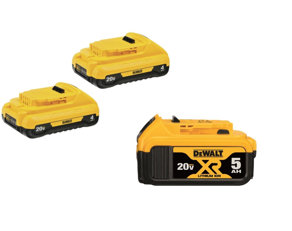 DEWALT 20V Max XR 5Ah Battery with 4Ah Compact Battery 2pk - Flockneti