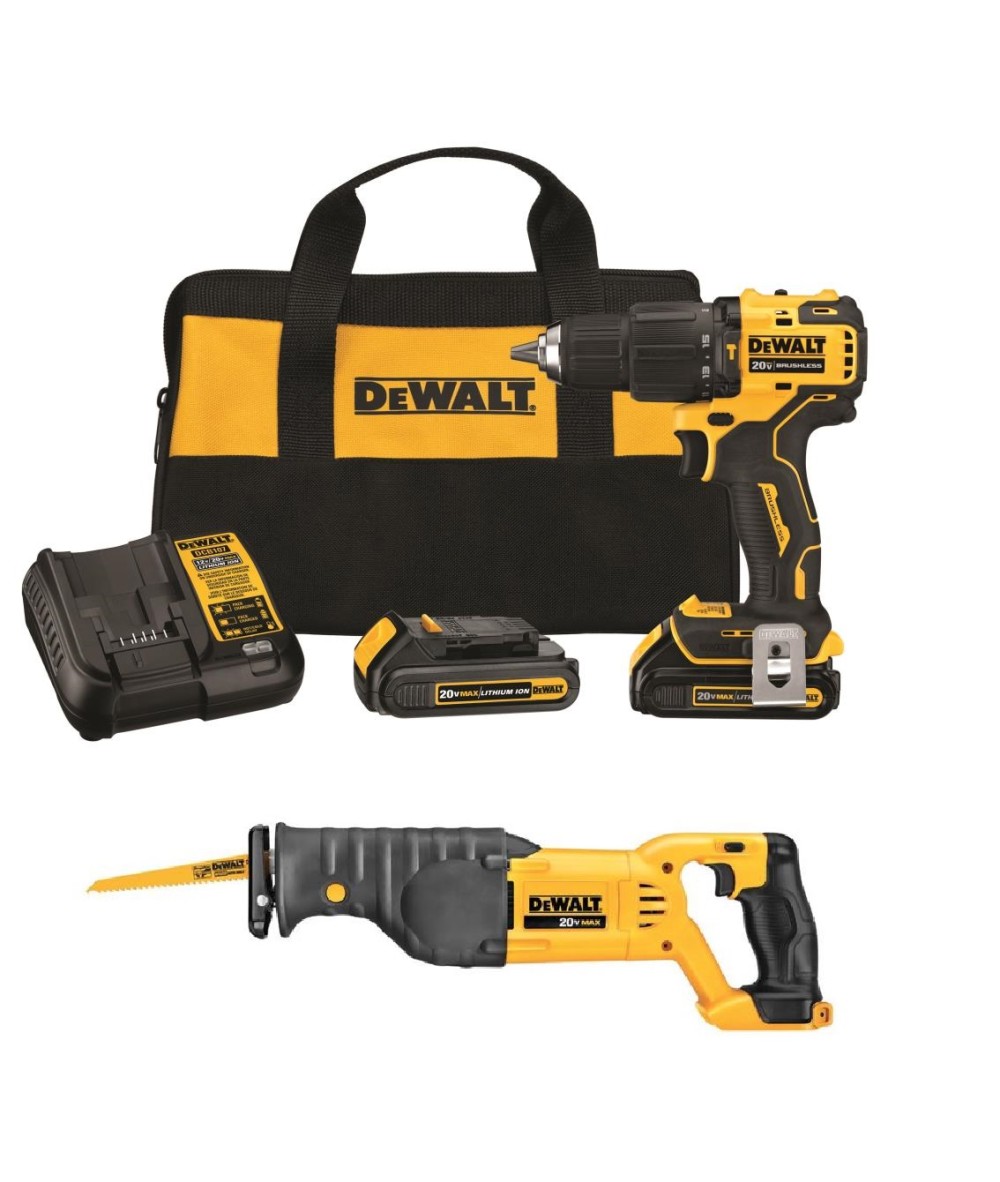 DEWALT ATOMIC 20V MAX 1/2″ Hammer Drill/Driver & Reciprocating Saw Kit Bundle - Flockneti