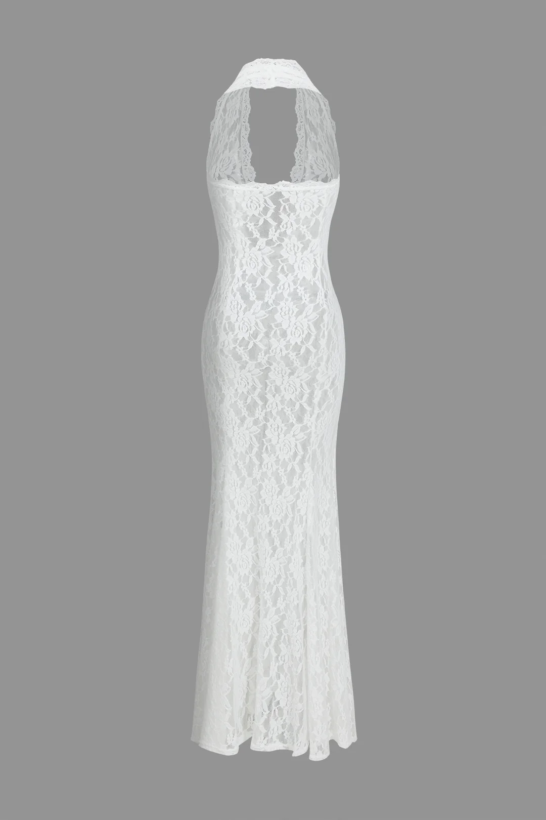 Lace Halter Neck Cut Out Sleeveless Maxi Dress - Flockneti
