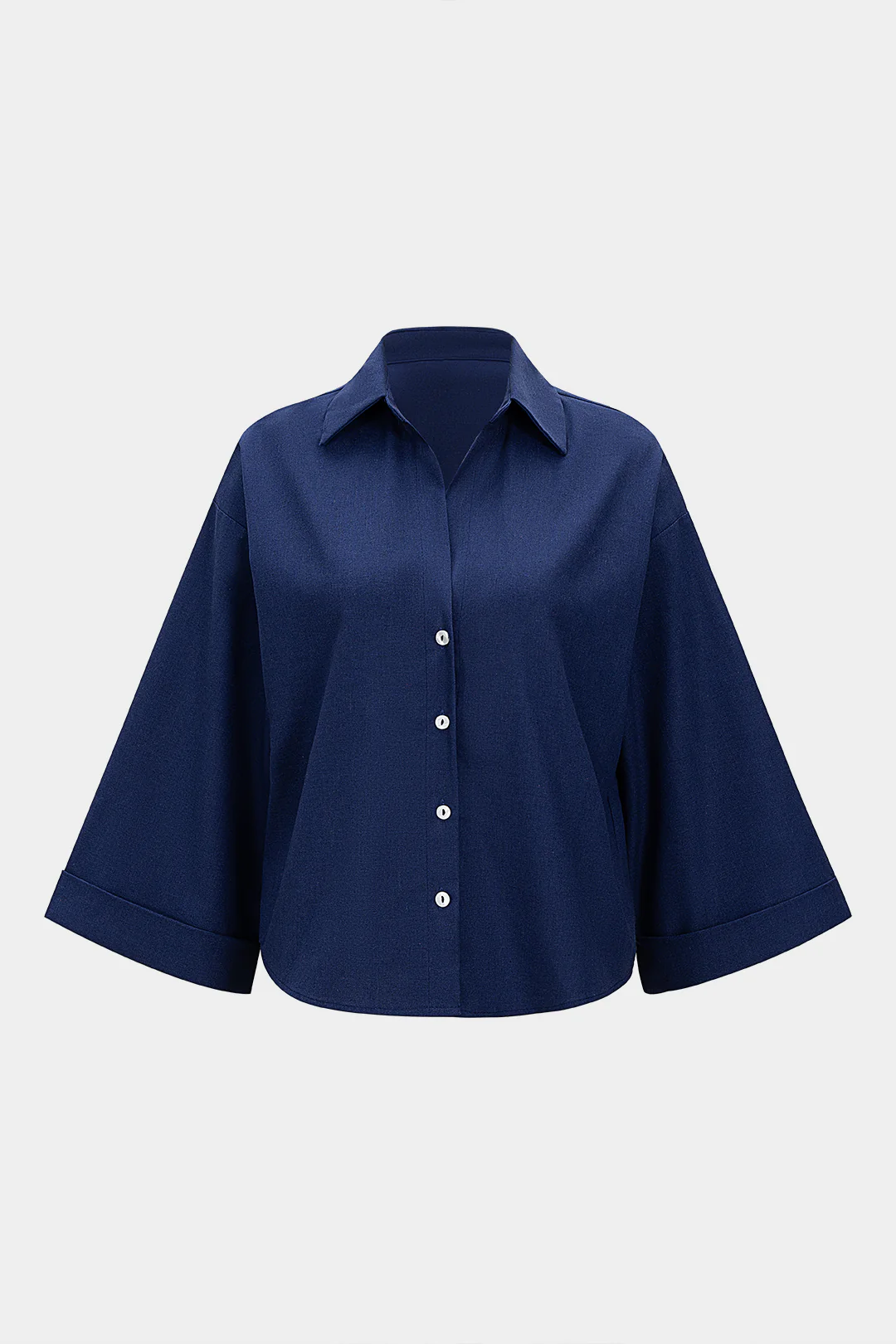 Linen Button Long-Sleeve Top - Flockneti