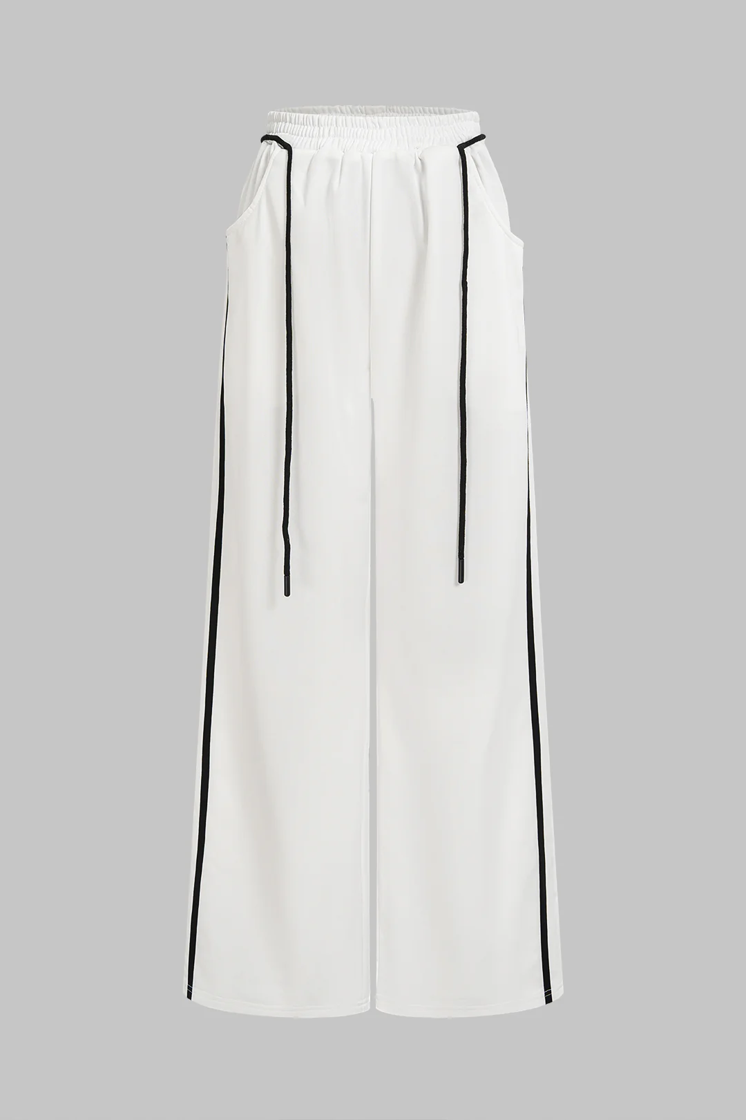 Contrast Binding Pocket High Waist Wide Leg Pants - Flockneti